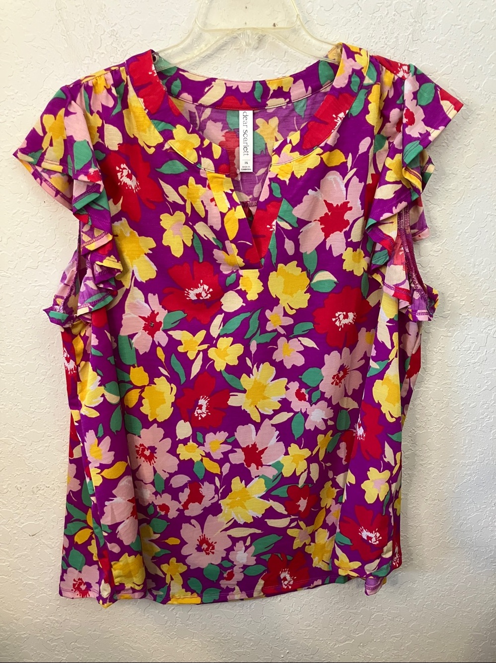Dear Scarlett Floral Ruffle Sleeve V-Neck Blouse